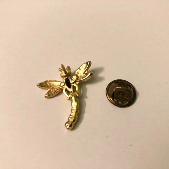 Vtg Lot of 2 Small Pins Dragonfly Brooch and Beetle Insect Pin - Picture 6 of 12